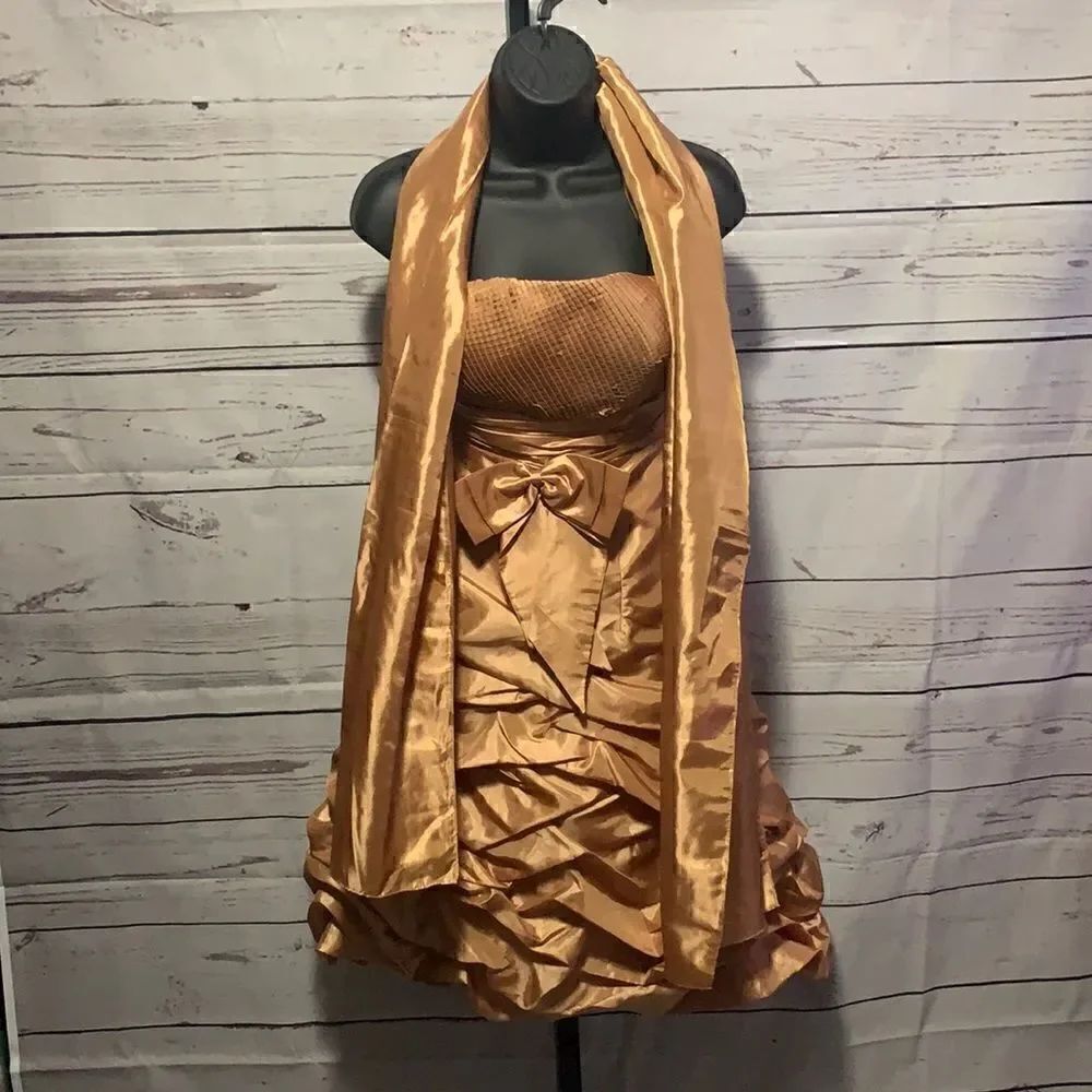 Gold Ruffle Dress    - Picture 3 of 3
